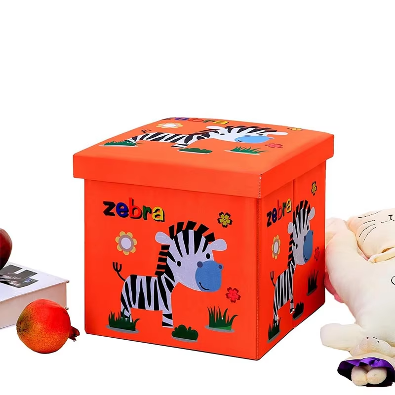 Custom Rectangular Folding  Storage Ottoman PU Leather Cube Ottoman